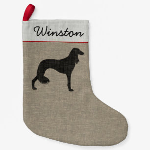 Saluki Dog Silhouette Personalized Holiday Small Christmas Stocking