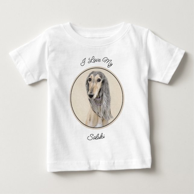 Saluki (Fawn) Painting - Cute Original Dog Art Baby T-Shirt (Front)