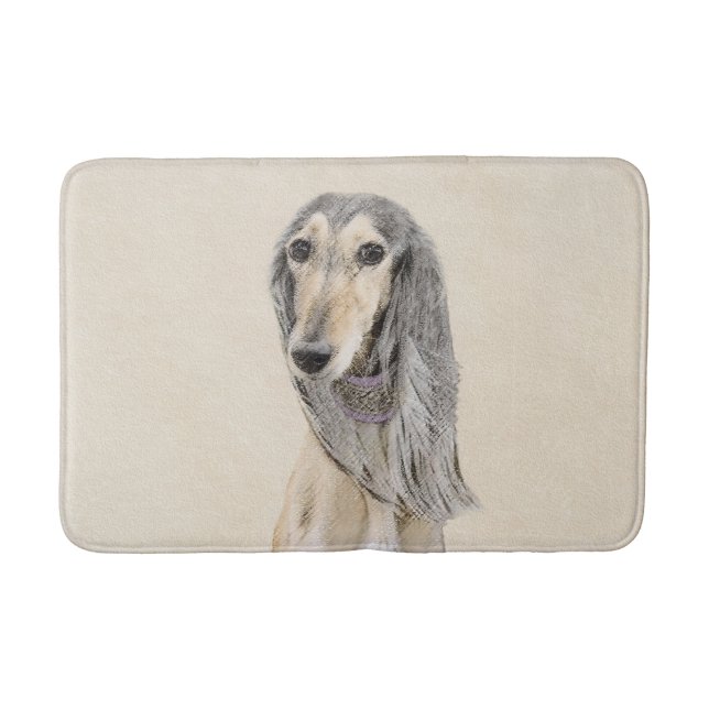 Saluki (Fawn) Painting - Cute Original Dog Art Bath Mat (Front)
