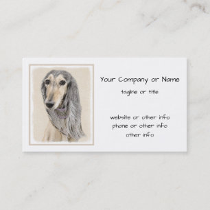 Saluki (Fawn) Painting - Cute Original Dog Art Business Card