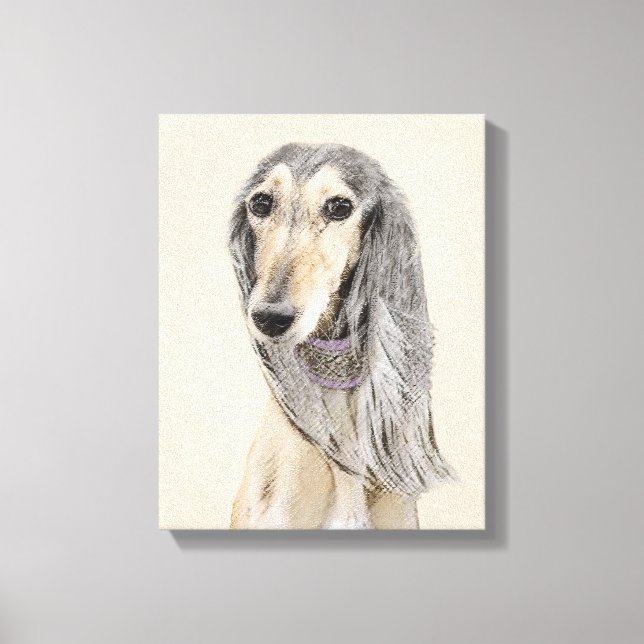 Saluki (Fawn) Painting - Cute Original Dog Art Canvas Print (Front)