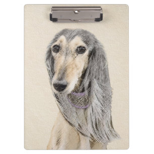 Saluki (Fawn) Painting - Cute Original Dog Art Clipboard