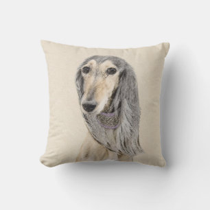 Saluki (Fawn) Painting - Cute Original Dog Art Cushion