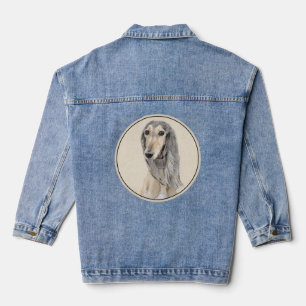 Saluki (Fawn) Painting - Cute Original Dog Art Denim Jacket