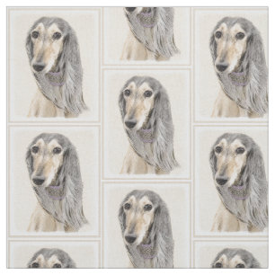 Saluki (Fawn) Painting - Cute Original Dog Art Fabric