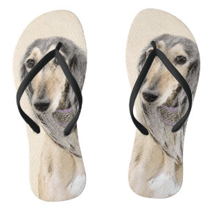 Saluki (Fawn) Painting - Cute Original Dog Art Flip Flops