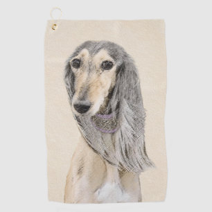 Saluki (Fawn) Painting - Cute Original Dog Art Golf Towel