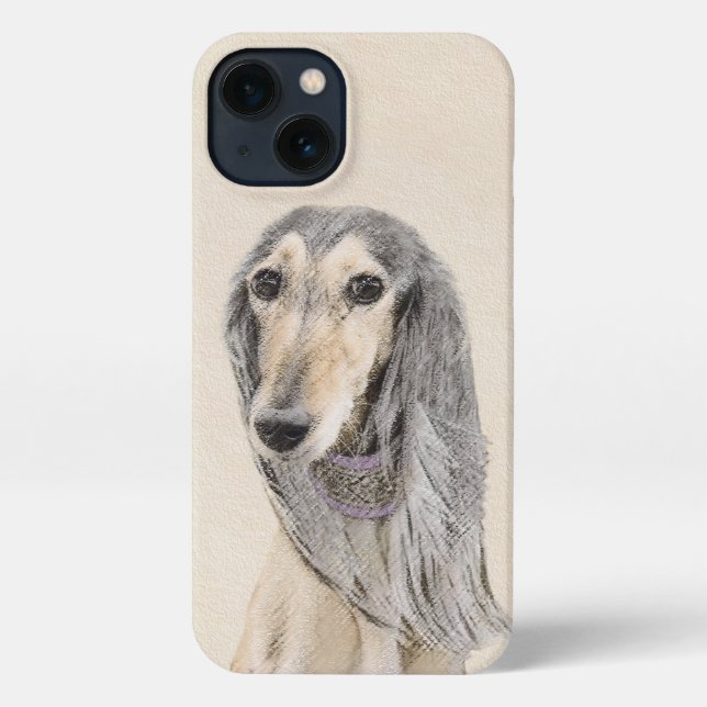 Saluki (Fawn) Painting - Cute Original Dog Art iPhone Case (Back)
