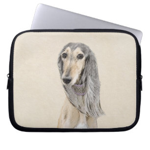 Saluki (Fawn) Painting - Cute Original Dog Art Laptop Sleeve