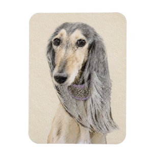 Saluki (Fawn) Painting - Cute Original Dog Art Magnet