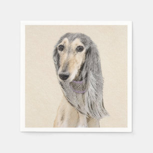 Saluki (Fawn) Painting - Cute Original Dog Art Napkin