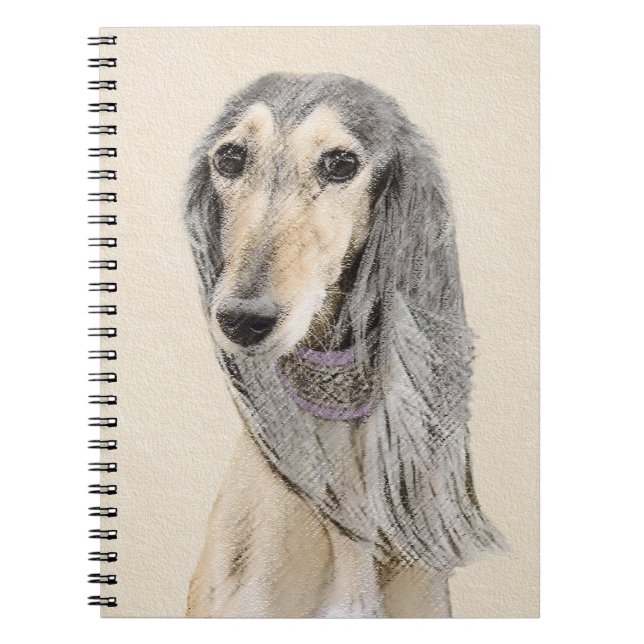 Saluki (Fawn) Painting - Cute Original Dog Art Notebook (Front)