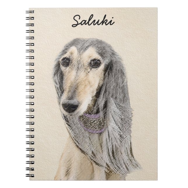 Saluki (Fawn) Painting - Cute Original Dog Art Notebook (Front)