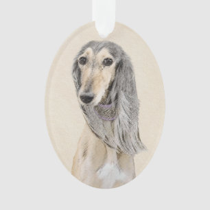 Saluki (Fawn) Painting - Cute Original Dog Art Ornament