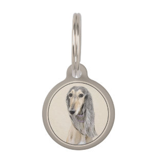 Saluki (Fawn) Painting - Cute Original Dog Art Pet Tag