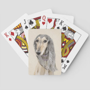 Saluki (Fawn) Painting - Cute Original Dog Art Playing Cards
