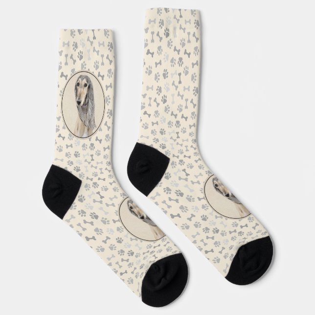 Saluki (Fawn) Painting - Cute Original Dog Art Socks (Right)