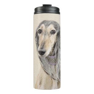 Saluki (Fawn) Painting - Cute Original Dog Art Thermal Tumbler