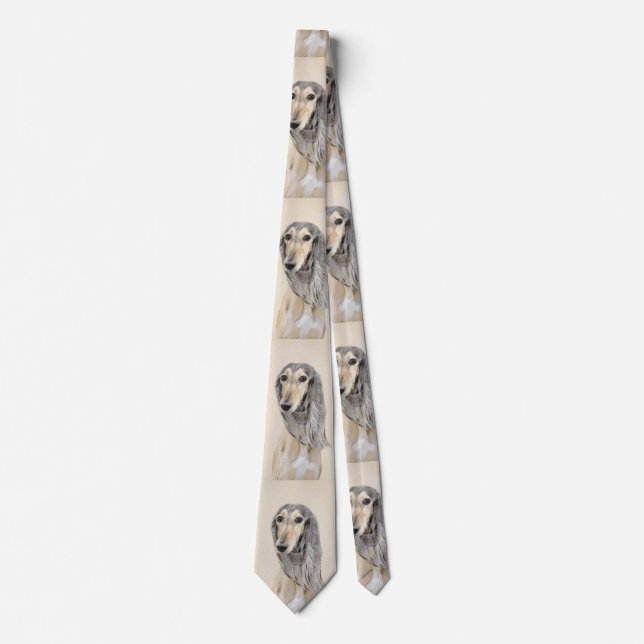 Saluki (Fawn) Painting - Cute Original Dog Art Tie (Front)