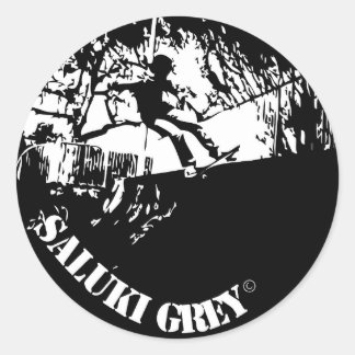 saluki grey new logo classic round sticker