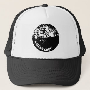 saluki grey new logo. trucker hat