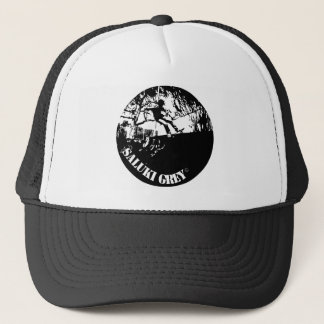 saluki grey new logo. trucker hat