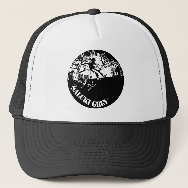 saluki grey new logo. trucker hat (Front)