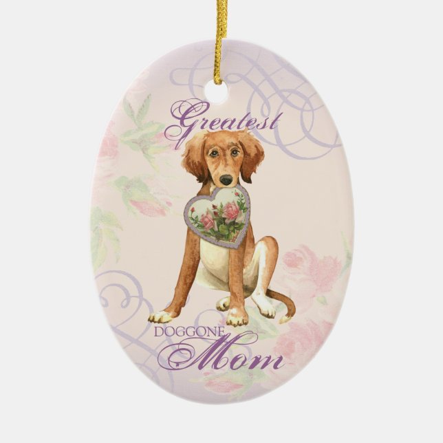 Saluki Heart Mum Ceramic Ornament (Front)