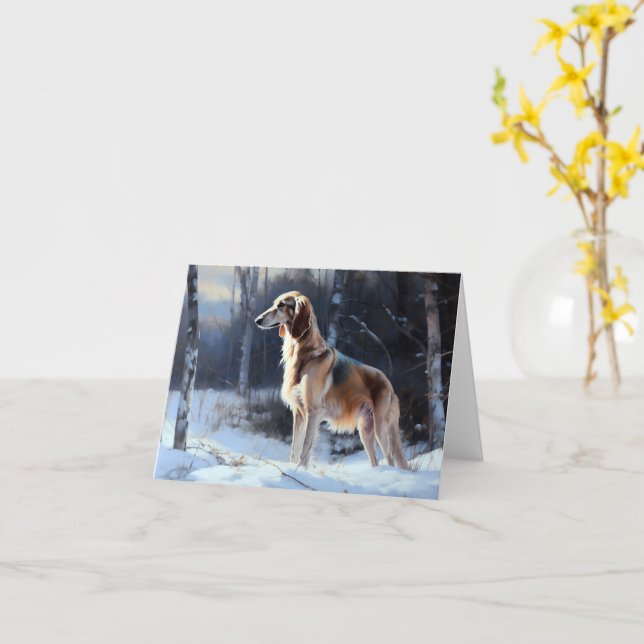 Saluki Let It Snow Christmas Card (Yellow Flower)