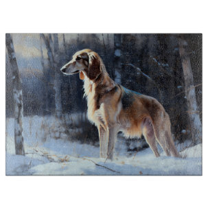 Saluki Let It Snow Christmas Cutting Board