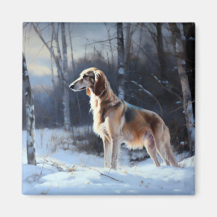Saluki Let It Snow Christmas Magnet