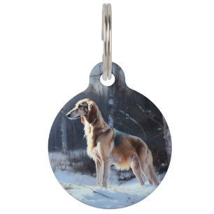 Saluki Let It Snow Christmas Pet Tag