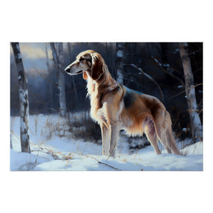 Saluki Let It Snow Christmas Poster