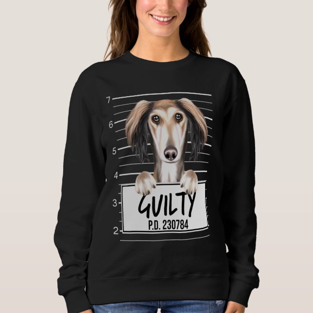 Saluki Mugshot Guilty Dog Sweatshirt (Front)