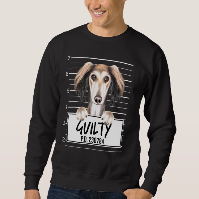 Saluki Mugshot Guilty Dog Sweatshirt (Front)