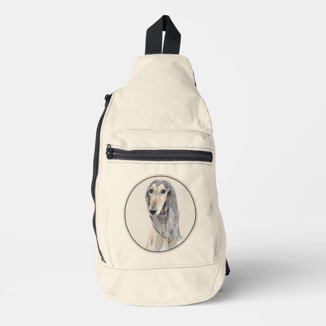 Saluki Painting Fawn Sable Cute Original Dog Art Sling Bag (Front)