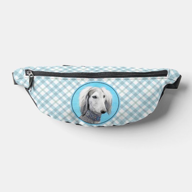 Saluki Painting Silver Feathered Original Dog Art Bum Bags (Lay Down)