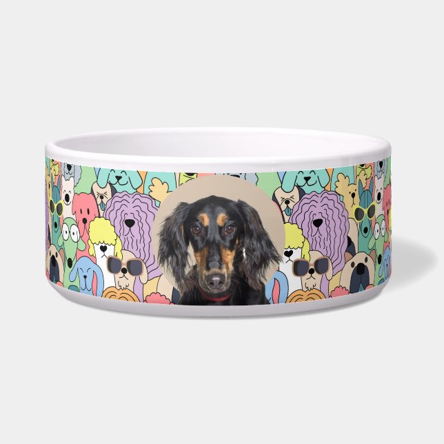 Saluki Personalised Photo & Name Dog Bowl (Front)