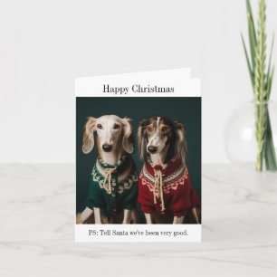 Saluki Puppies Happy Christmas Card