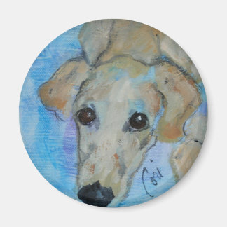 Saluki Puppy Dog Art Round Magnet