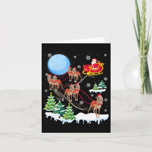 Saluki Reindeer Christmas Dog Riding Santa Hat Xma Card (Front)
