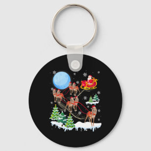 Saluki Reindeer Christmas Dog Riding Santa Hat Xma Key Ring