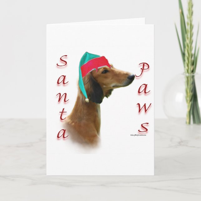 Saluki Santa Paws Holiday Card (Front)