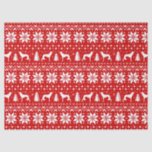 Saluki Silhouettes Christmas Pattern Red Tissue Paper<br><div class="desc">Festive Red and White Christmas Sweater Style Pattern with Saluki Silhouettes</div>