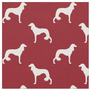 Saluki Silhouettes Pattern Red Fabric