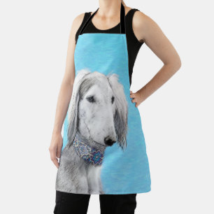 Saluki (Silver) Painting - Cute Original Dog Art Apron