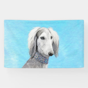 Saluki (Silver) Painting - Cute Original Dog Art Banner