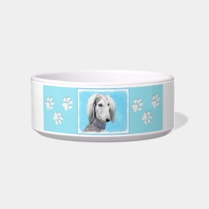 Saluki (Silver) Painting - Cute Original Dog Art Bowl