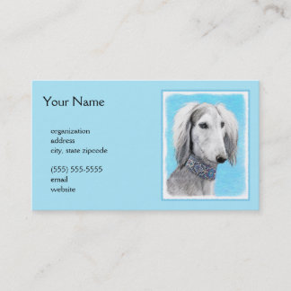 Saluki (Silver) Painting - Cute Original Dog Art Business Card