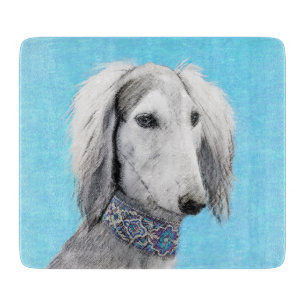 Saluki (Silver) Painting - Cute Original Dog Art Cutting Board